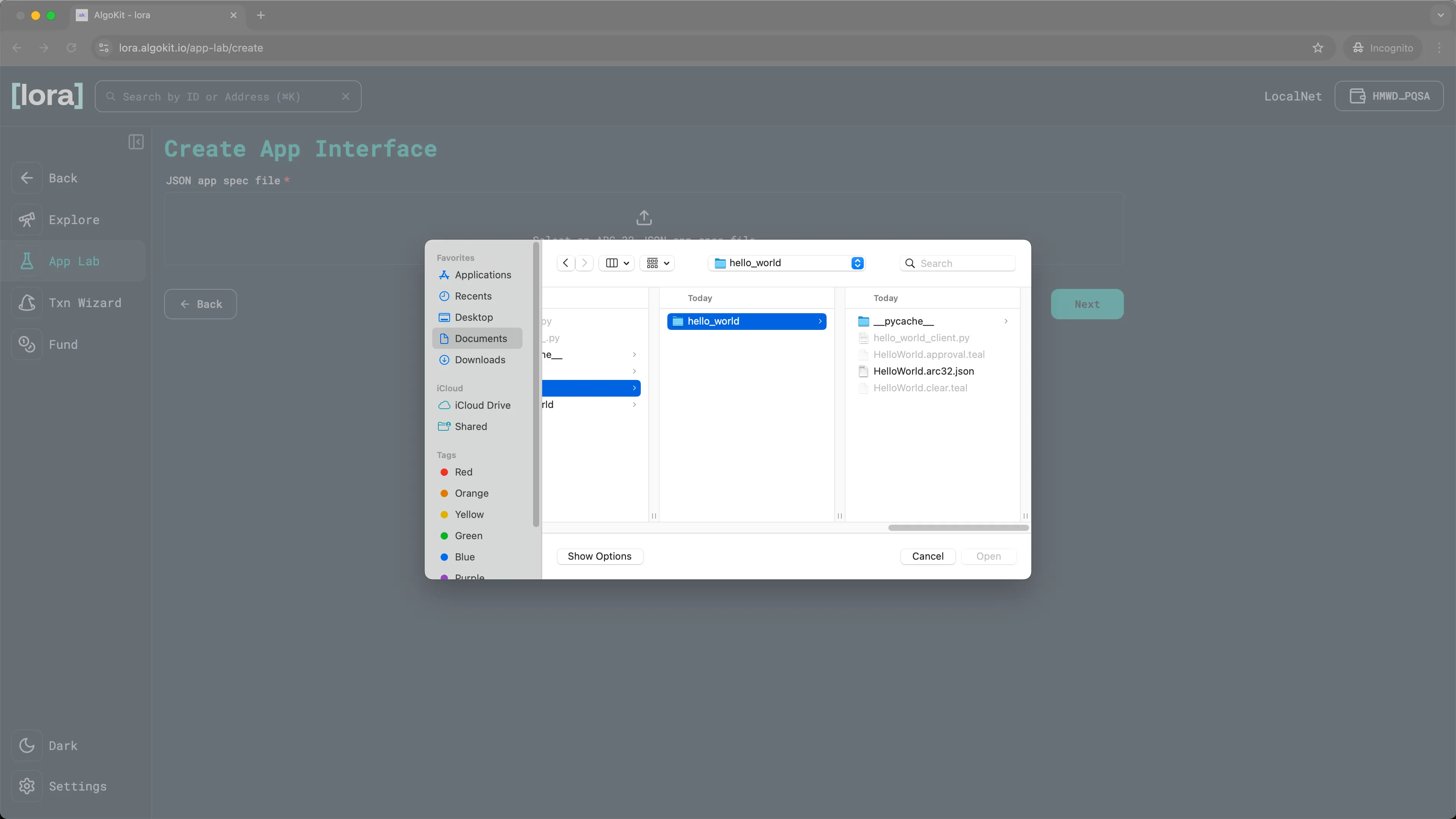 Lora: Uploading generated app spec